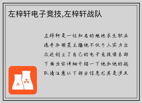 左梓轩电子竞技,左梓轩战队